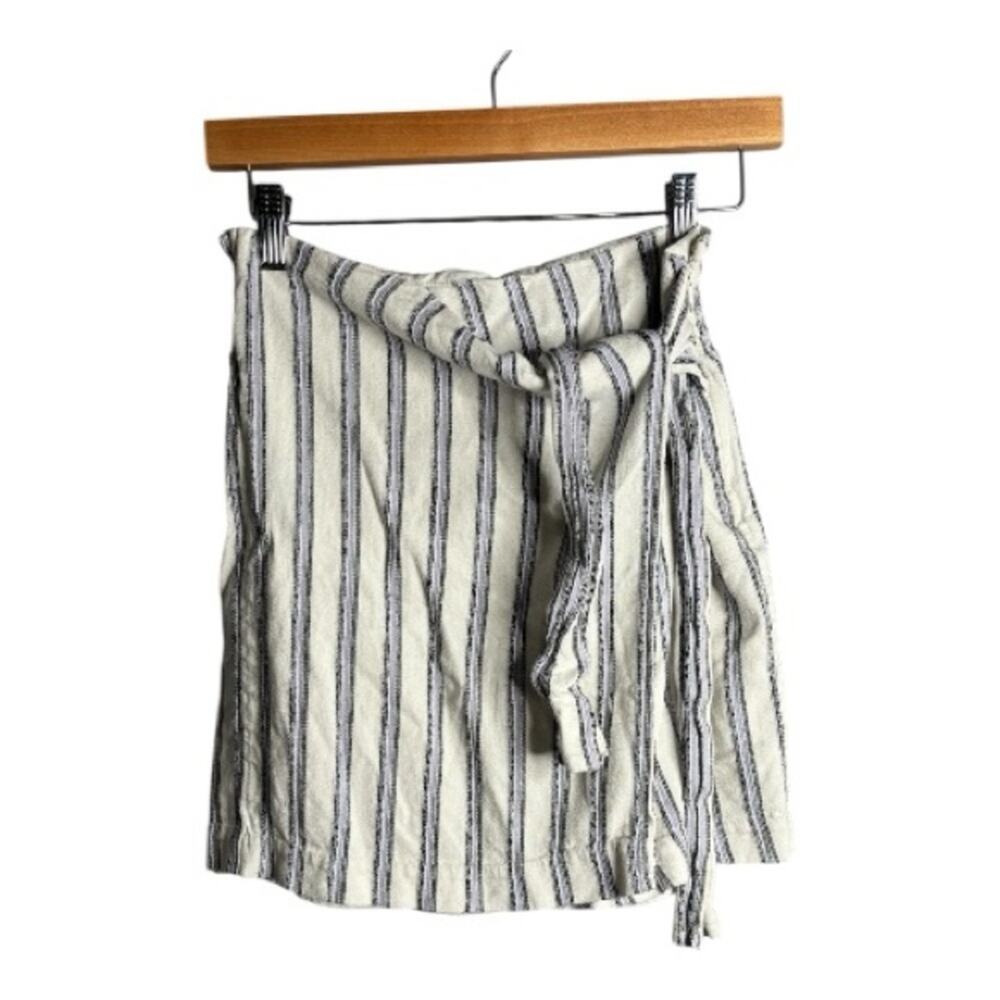 Club Monaco Blue White Striped Wrap Skirt Side Zipper 4